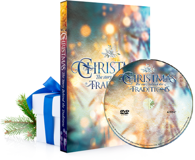 Christmas: The Story Behind the Traditions DVD in front of festive holly.