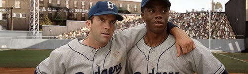 Pee Wee Reese and Jackie Robinson in 42