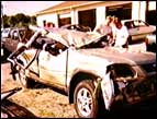 Blanche's crushed car after the accident