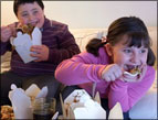 kids eating Chinese food