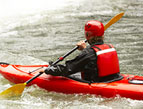 kayak on river man rowing kayak